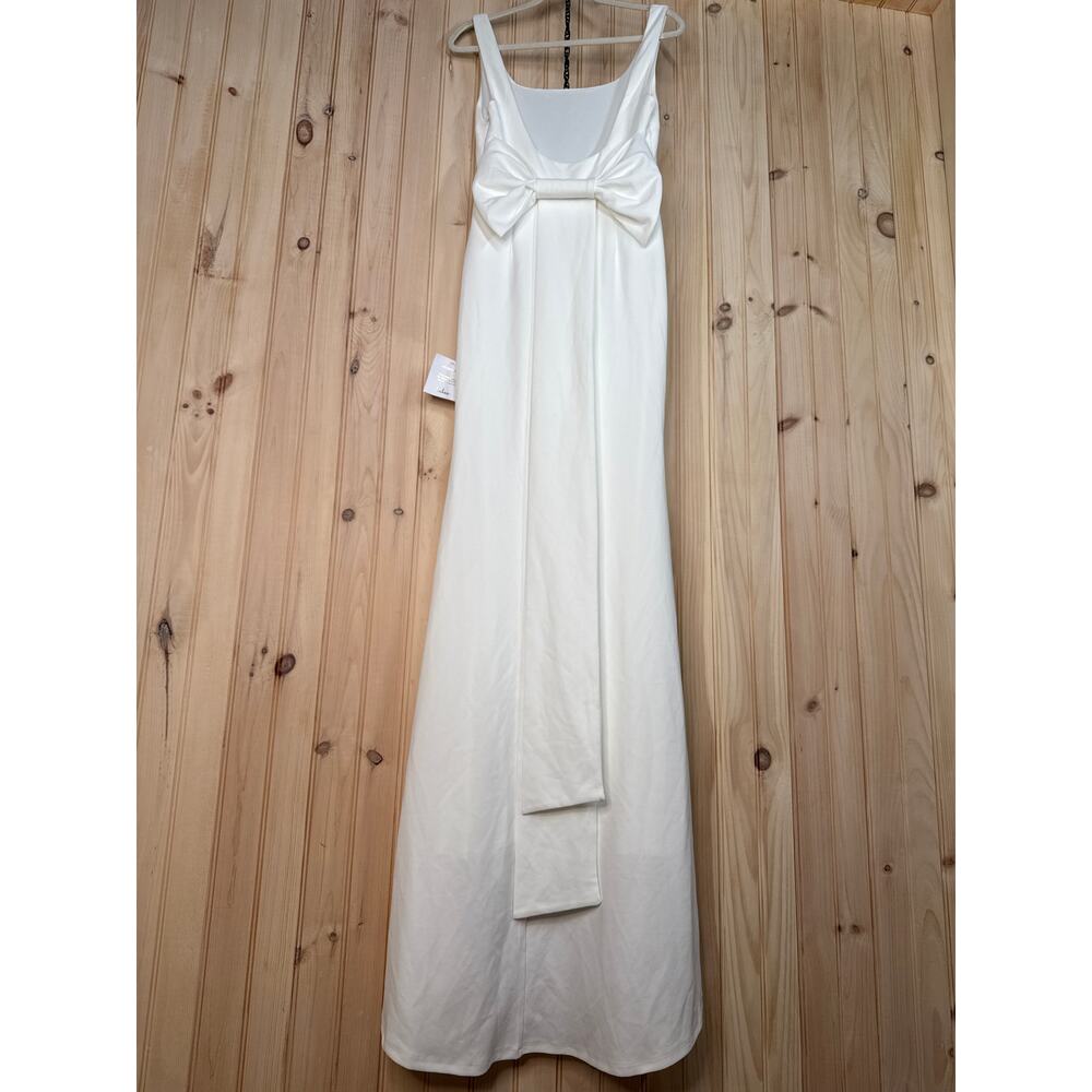 NWT Lulus Loving Fate White Bow Square Neck Backless Maxi Dress Wedding Bride M - Picture 9 of 11